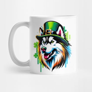Siberian Husky Sports Leprechaun Hat for St. Patrick's Mug